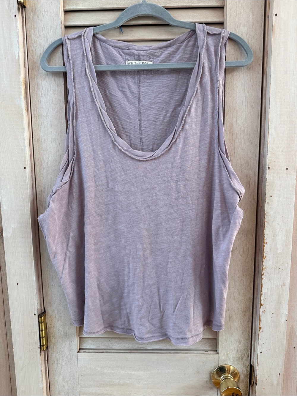We The Free Dusty Lavender Scoop Tank Top Size Large Exposed Serge Seam
